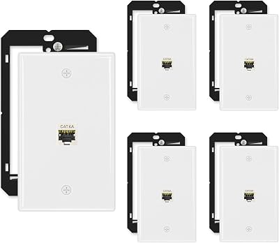 iwillink 5-Pack Shielded Cat6A Ethernet Wall Plate, 1-Port RJ45 Wall Plate