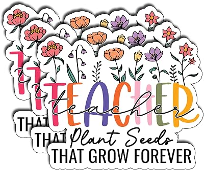 (3Pcs) Teacher Plant Seeds That Grow Forever Sticker,Stickers Back to School Gifts for Teacher Decorate Books Phone Laptops Water Bottles Waterproof Vinyl Decals Funny Teaching Size 2.3" x 3"