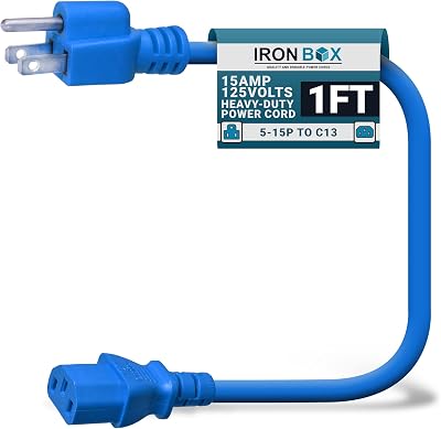 AC Power Cord 5-15P to C13-3.5 Foot, 15A/250V, 14/3 AWG - Iron Box Part # IBX-4910-3.5