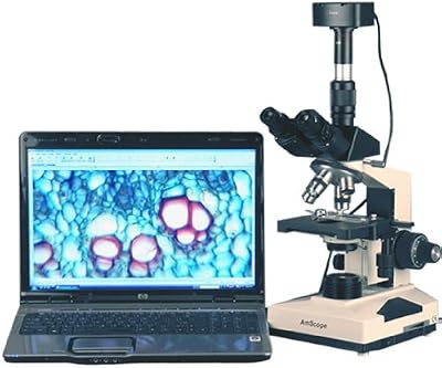 AmScope T490A-5MA Digital Compound Trinocular Microscope, WF10x and WF16x
