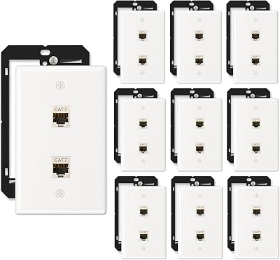 FGB 10-Pack Shielded Cat7 Ethernet Wall Plate, 2-Port Keystone