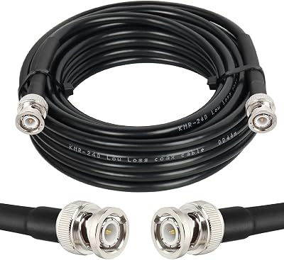 MOOKEERF BNC Cable 20ft,Low Loss KMR240 BNC Male to Male Coax Cable 50 Ohm for for Ham Radio, Network Analyzer, Modem, Oscilloscope, Signal Generator, Attenuator