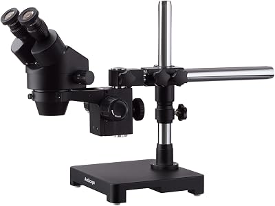 AmScope SM-3BX-B 45X Black Stereo Zoom Microscope with Single Arm Boom