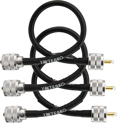 YOTENKO 12 Inch RG8X Coaxial Cable, 3-Pack 1FT Jumper CB Coax with PL259
