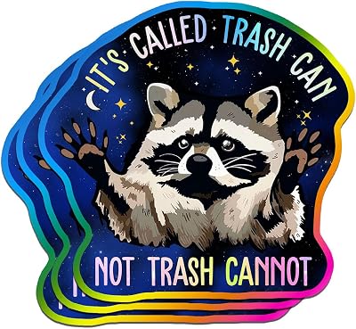 (3PCS) Funny Raccoon Sticker It's Called Trash Can Not Trash Cannot Sticker Humor Motivational Mental Health Die-Cut Waterproof Vinyl Sticker for Water Bottle Tumbler Phone Case Laptop Cars (2 inches)