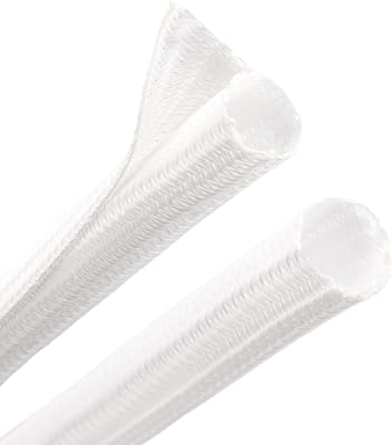 YOUBO 10ft PET Braided Cable Sleeve 3/4 inch(19mm) Wire Protector Cable wrap Wire Covers for Cords Cable Sleeves Cord Management Cable Management Sleeve(White)