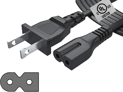12Ft 2 Prong Polarized-Power-Cord for Vizio-LED-TV Smart HDTV, Bose Companion Speaker, Cable Box Router Arris, Sharp Sanyo Insignia Sound Bar, Singer Brother Baby-Lock Viking Pfaff Sewing Machine