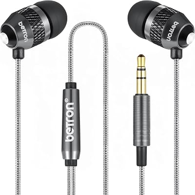 Betron B25 Earphones, Noise Isolating in-Ear Wired Headphones, Black