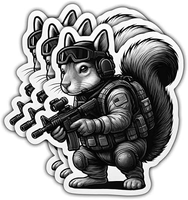 (3pcs-3in) Tactical Squirrel Sticker Stickers Funny Military Animal Graphic
