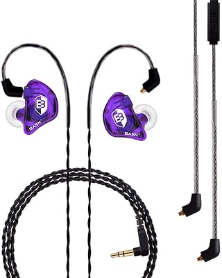 BASN Bsinger Pro in Ear Monitor, Dual Drivers MMCX IEM Earphones (Purple)