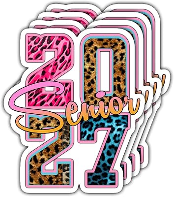 (4pcs-3in) Senior 2027 Sticker Stickers Leopard Print Graduation Design Set