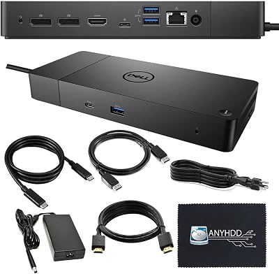 ANYHDD Dell WD19 Docking Station Bundle - HDMI Cable + DisplayPort Cable + USB-C Cable + Microfiber Cloth Included (WD19 130W)