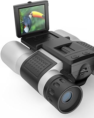 ZZSTAR 12x32 Binoculars for Adults, Binoculars with Camera, 2" LTPS Display 5MP 1080P Video Photo Recorder for Bird Watching Travel Hunting, with 32GB Micro SD Card, Silvery