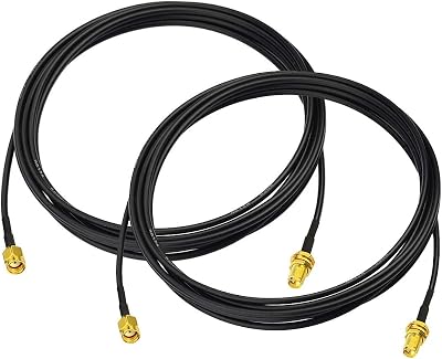 Bingfu WiFi Antenna Extension Cable 2-Pack RP-SMA Male to RP-SMA Female Bulkhead Mount RG174 Cable 3m 10 feet for WiFi Router Security IP Camera Wireless Network Card Adapter