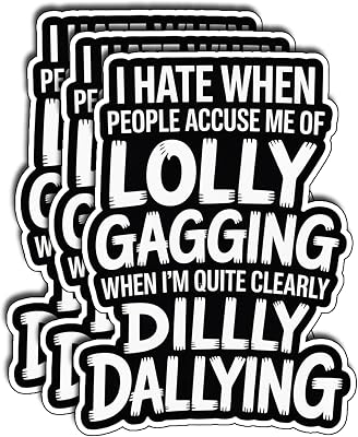 (3Pcs) I Hate When People Accuse Me of Lollygagging When I’m Clearly Dilly Dallying Sticker Vinyl Stickers for Water Bottles Laptop Phone Car Window Helmet Gifts Size 2.2" x 3"