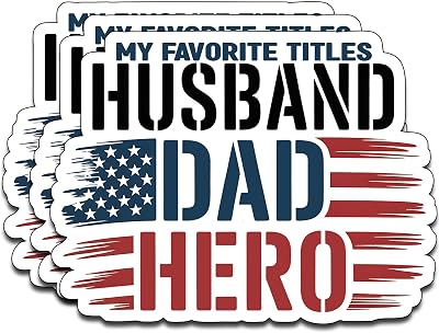(3PCS) My Favorite Titles Husband, Dad, Hero Vinyl Sticker Pack Durable Waterproof Stickers for Laptop Water Bottle Car Bumper Phone Case