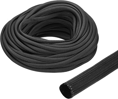 uxcell Insulation Cable Protector 8mm/0.5 Inch-30m/98 Feet Black