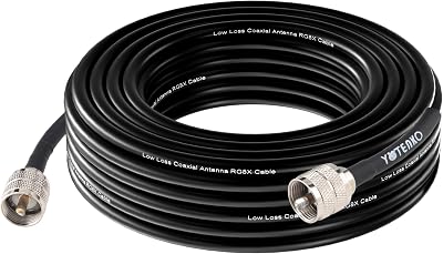 YOTENKO RG8x Coaxial Cable 25FT, CB Coax Cable PL259 to PL259 Extension