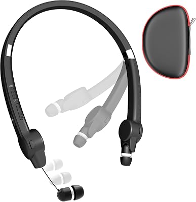 AMORNO Foldable Bluetooth Neckband Headphones, Wireless Sports Headset with Retractable Earbuds, Sweatproof Noise Cancelling Stereo Earphones with Built-in Mic for Running, Workout (True Black)