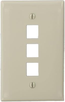 Leviton QuickPort Midsize Wallplate, Single Gang, 3-Port, 41091-3TN, Light Almond