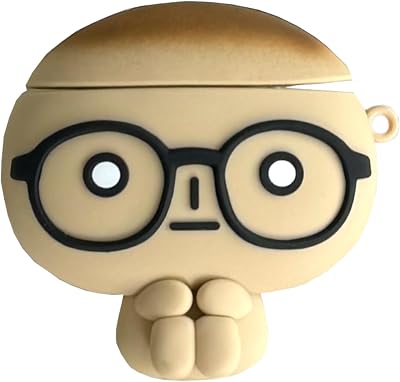 Yatchen Steamed Bun with Glasses Case Compatible with Airpods 2nd/1st Generation,Cute 3D Cartoon Kawaii Soft Silicone Protector with Keychain Girls Women Shockproof Charging Cover for AirPods 1&2