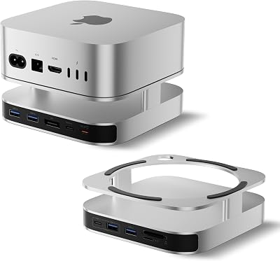 BENFEI Mac mini M4 Dock, Mac mini M4 Stand with NVMe SSD Enclosure, 4K DisplayPort Hub for Mac mini M4 &M4 Pro (2024), 10 Gbps 1 x USB C & 1 x USB A 3.2, 5 Gbps 3 x USB A 3.0, SD/TF 170 MB/s
