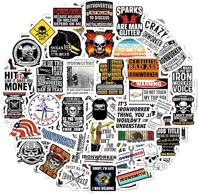 100Pcs Funny Ironworker Stickers for Hard Hat, Ironworker Decals for Men - Ironworker Gifts for Men, Gifts for Women
