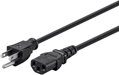 Monoprice 3-Prong Power Cord - 1 Feet - Black (6-Pack) NEMA 5-15P to IEC 60320 C13, 14AWG, 15A, Works with Most Pcs, Monitors, Scanners, and Printers