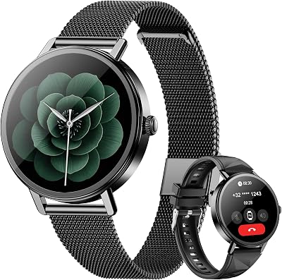 Blackview Smart Watches for Women Android/iPhone,Answer/Make Calls | 1.26''HD Fitness Watch with AI Voice/Heart Rate/SpO2/Sleep Monitor/2 Bands, 100+ Sports Modes, IP68 Waterproof Smartwatch