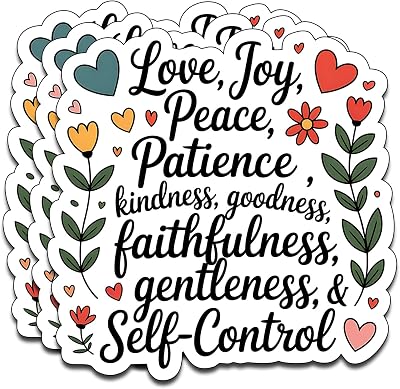 ALODTRA Love Joy Peace Patience Kindness Goodness Faithfulness Gentleness and Self Control Sticker Pack (3PCS) Durable Waterproof Vinyl Stickers for Laptop Water Bottle Car Bumper Phone Case