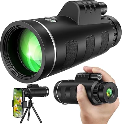 YEGASS Monocular Telescope with Smartphone Adapter - Clear Low Light Vision for Wildlife Hunting Camping - A42